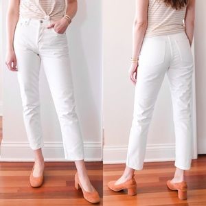 Everlane White Mid Rise Straight Leg Ankle Jeans